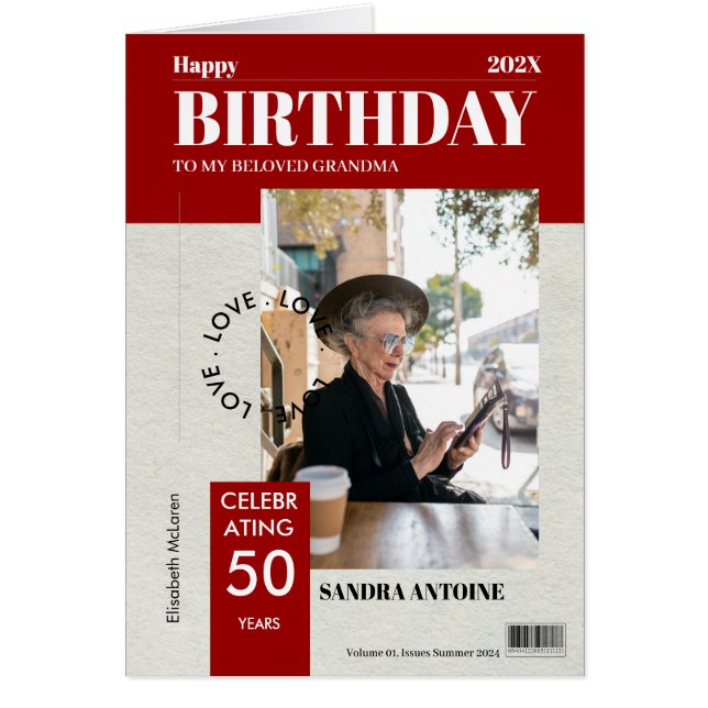 Custom Happy Birthday Photo Magazine Cover Card (正面)