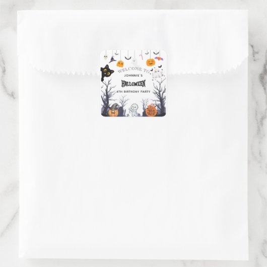 Custom Happy Halloween BIRTHDAY スクエアシール (バッグ)