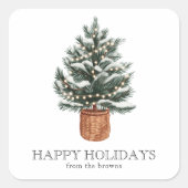 Custom Happy Holidays Cute Boho Christmas Tree スクエアシール (正面)
