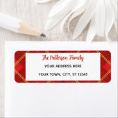 Custom Happy Holidays Fun Classic Plaid Red  ラベル (インサイチュ)