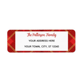 Custom Happy Holidays Fun Classic Plaid Red  ラベル
