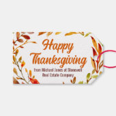 Custom Happy Thanksgiving Autumn Leaves Business ギフトタグ (正面(横))