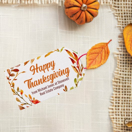 Custom Happy Thanksgiving Autumn Leaves Business ギフトタグ
