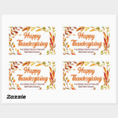 Custom Happy Thanksgiving Autumn Leaves Business 長方形シール (シート)