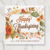 Custom Happy Thanksgiving Fall Flowers Party フェイバータグ (正面)