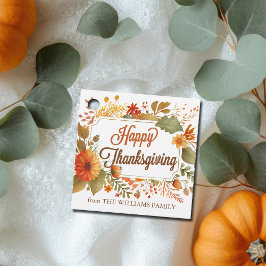 Custom Happy Thanksgiving Fall Flowers Party フェイバータグ