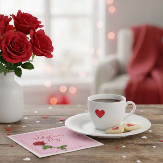 Custom Happy Valentine’s Day Rose  スタンダードカクテルナプキン