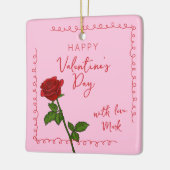 Custom Happy Valentine’s Day Rose  セラミックオーナメント (左)