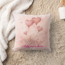 Custom Heart Balloon Throw Pillow クッション