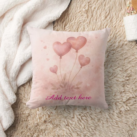 Custom Heart Balloon Throw Pillow クッション (ブランケット)