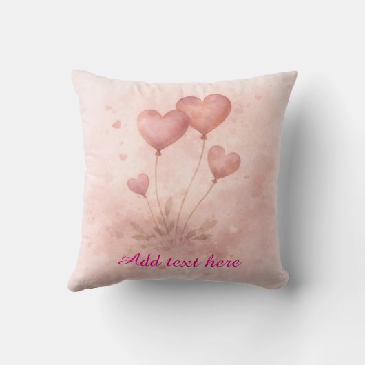 Custom Heart Balloon Throw Pillow クッション (裏面)