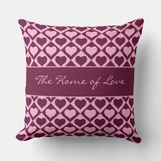 Custom Heart Checkerboard Pattern Bordeaux Pink -  クッション (正面)