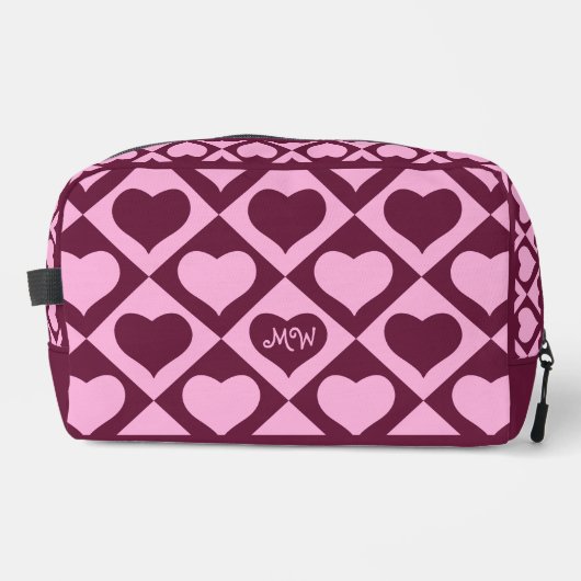 Custom Heart Checkerboard Pattern Bordeaux Pink -  ドップキット (正面)