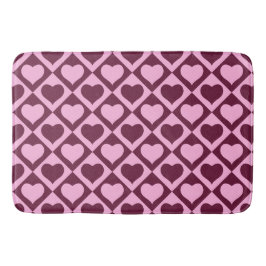 Custom Heart Checkerboard Pattern Bordeaux Pink -  バスマット