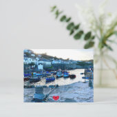 Custom Heart Coverack Harbour Dusk Cornwall Photo シーズンポストカード (スタンド正面)