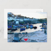 Custom Heart Coverack Harbour Dusk Cornwall Photo シーズンポストカード (正面/裏面)