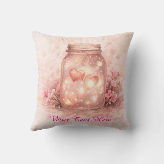 Custom Heart Jar Square Pillow クッション (裏面)