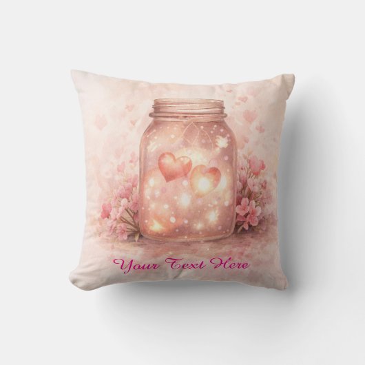Custom Heart Jar Square Pillow クッション (正面)