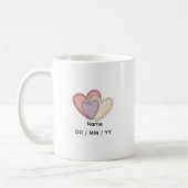 Custom Heart Mug with Name  Date コーヒーマグカップ (左)
