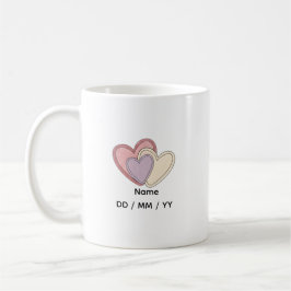 Custom Heart Mug with Name  Date コーヒーマグカップ