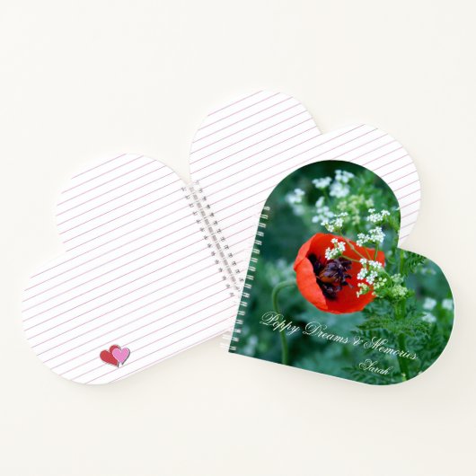 Custom Heart Notebook: Original Red Poppy Macro ノートブック (内部)