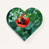 Custom Heart Notebook: Original Red Poppy Macro ノートブック (正面)