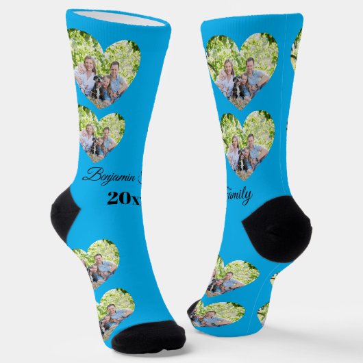 Custom Heart-Photo Family Socks | Personalized Gif ソックス (傾斜あり)