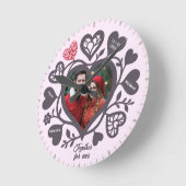 Custom Heart Photo Romantic Wall Clock ラウンド壁時計 (傾斜)