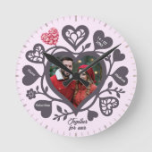 Custom Heart Photo Romantic Wall Clock ラウンド壁時計 (正面)
