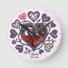 Custom Heart Photo Romantic Wall Clock ラウンド壁時計