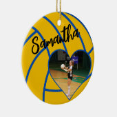 Custom Heart Photo Senior Volleyball Player セラミックオーナメント (右)