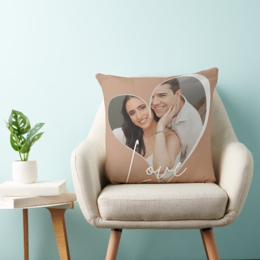 Custom Heart Shape Photo Throw Pillow クッション (椅子)