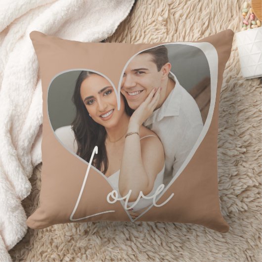 Custom Heart Shape Photo Throw Pillow クッション (ブランケット)