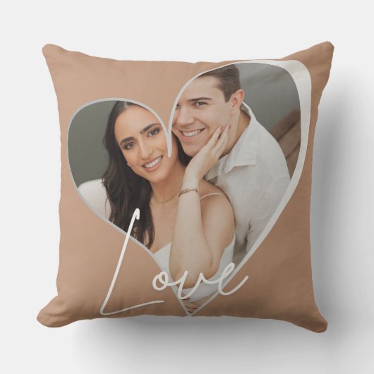 Custom Heart Shape Photo Throw Pillow クッション (正面)