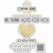 Custom HEART Thank GOD For Business Logo THANK YOU シール (正面)