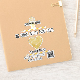 Custom HEART Thank GOD For Business Logo THANK YOU シール