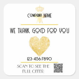 Custom HEART Thank GOD For Business Logo THANK YOU スクエアシール