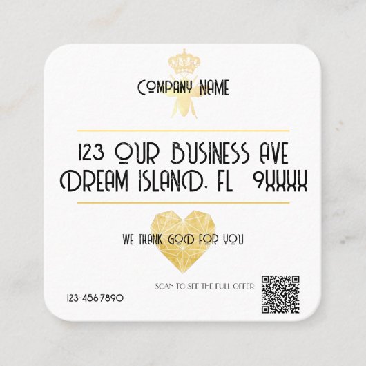 Custom HEART Thank GOD For YOU Small Business Logo スクエア名刺 (正面)