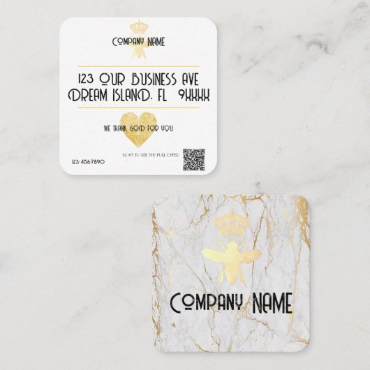Custom HEART Thank GOD For YOU Small Business Logo スクエア名刺 (正面/裏面)