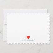 Custom Heart Valentine Love Wedding Stationary サンキューカード (正面)