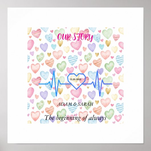 Custom Heartbeat Milestone Poster - Personalized D ポスター (正面)