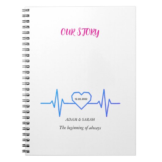 Custom Heartbeat Photo Notebook - Personalized Dat ノートブック (正面)