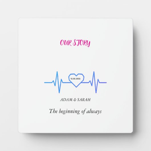 Custom Heartbeat Tabletop Plaque - Personalized An フォトプラーク (正面)