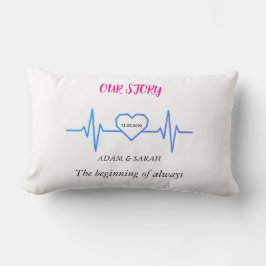Custom Heartbeat Throw Pillow - Personalized Anniv ランバークッション