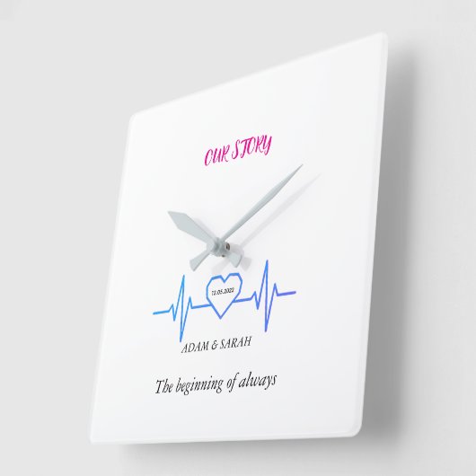 Custom Heartbeat Wall Clock - Personalized Anniver スクエア壁時計 (傾斜)