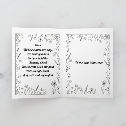 Custom Heartfelt Mother's Day Poem Card. カード (内部)