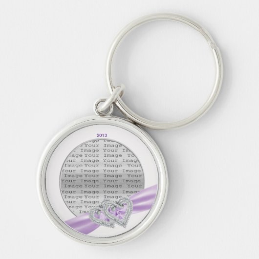 Custom Hearts Lavender Ribbon Key Chain キーホルダー (正面)