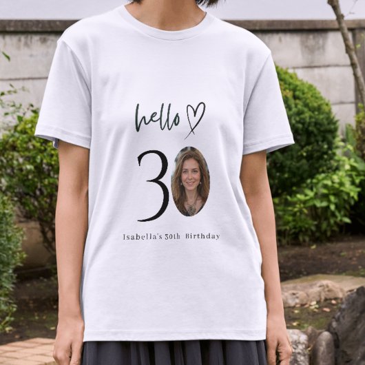 Custom Hello 30 Birthday Photo T-Shirt Gift Tシャツ