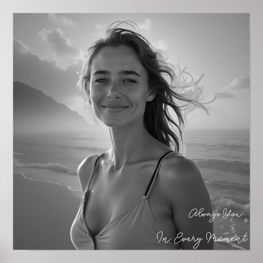 Custom Her Portrait – Simple Photo Gift for Her ポスター (正面)