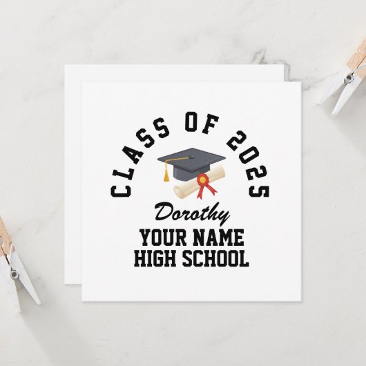 Custom high school graduation party カード (正面/裏面インサイチュ)